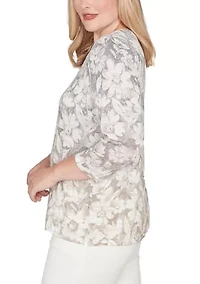 Women's  Vienna Texture Floral Ombre Top