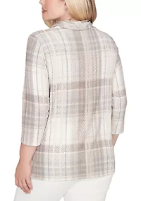 Women's Vienna Plaid Cowl Neck Top
