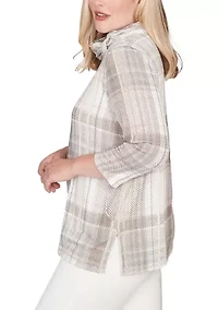 Women's Vienna Plaid Cowl Neck Top