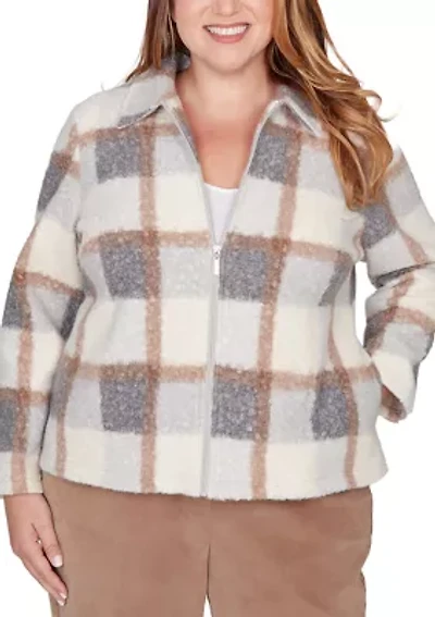 Plus Vienna Plaid Knit Boucle Jacket