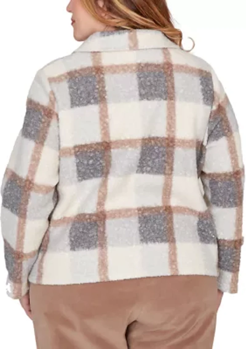Plus Vienna Plaid Knit Boucle Jacket