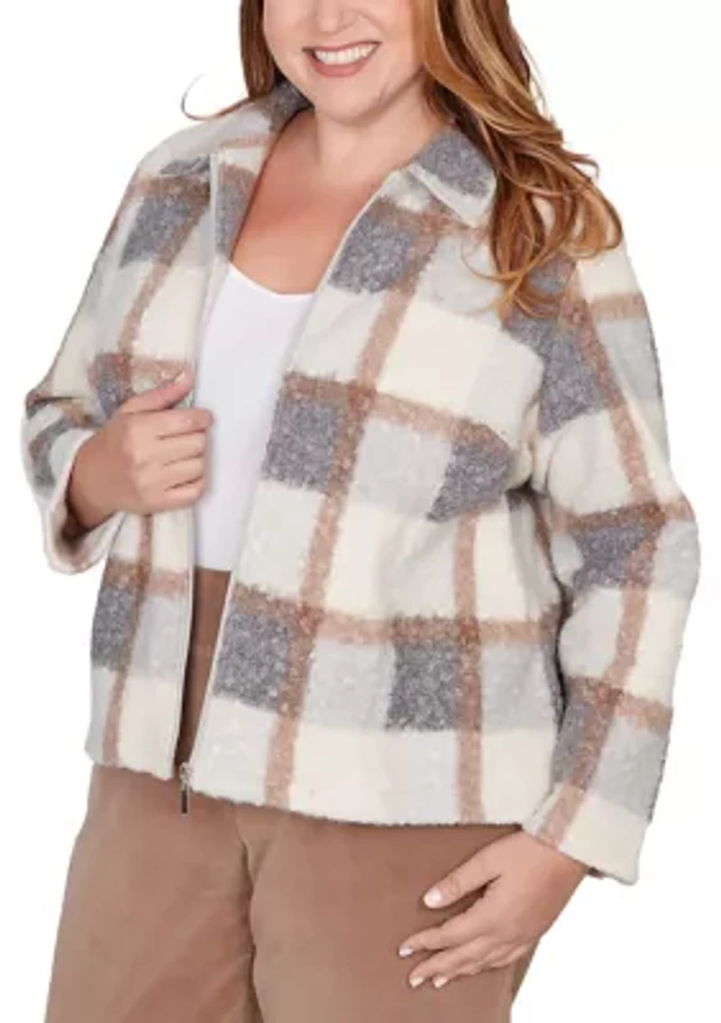 Plus Vienna Plaid Knit Boucle Jacket