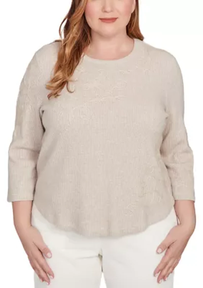 Plus Vienna Asymmetric Floral Soutache Top