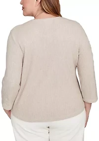 Plus Vienna Asymmetric Floral Soutache Top