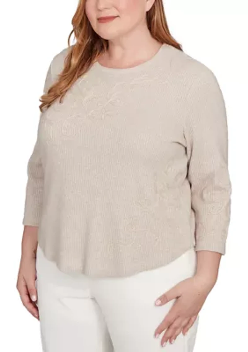 Plus Vienna Asymmetric Floral Soutache Top