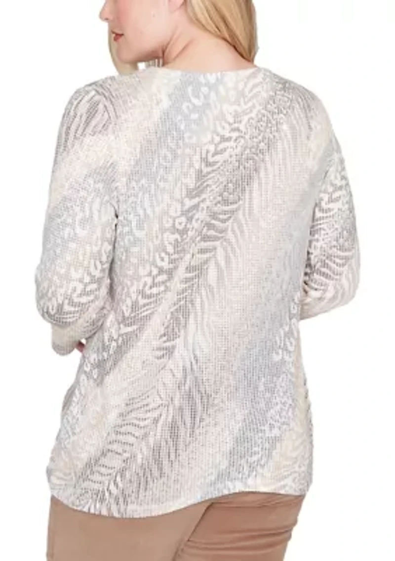 Plus Vienna Diagonal Animal Print Knit Top