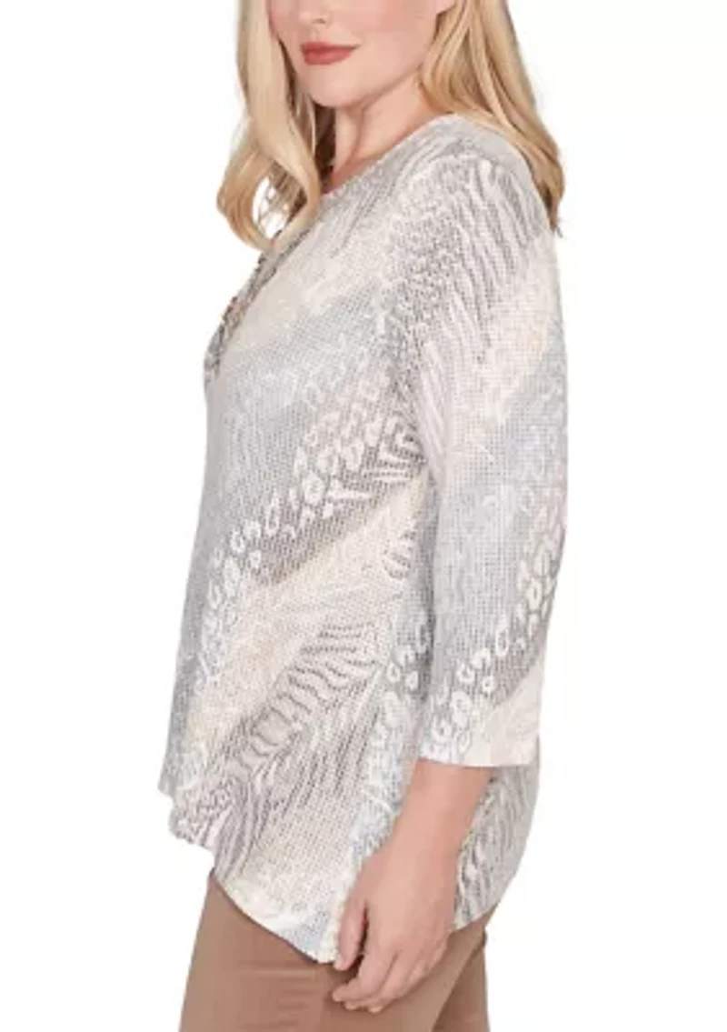 Plus Vienna Diagonal Animal Print Knit Top