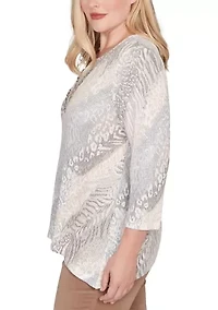 Plus Vienna Diagonal Animal Print Knit Top