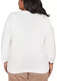 Plus Vienna Floral Embroidery Yoke Sweater