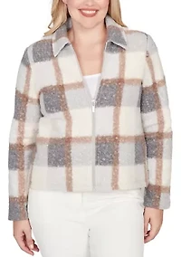 Petite Vienna Plaid Knit Boucle Jacket