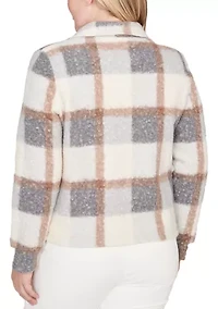 Petite Vienna Plaid Knit Boucle Jacket