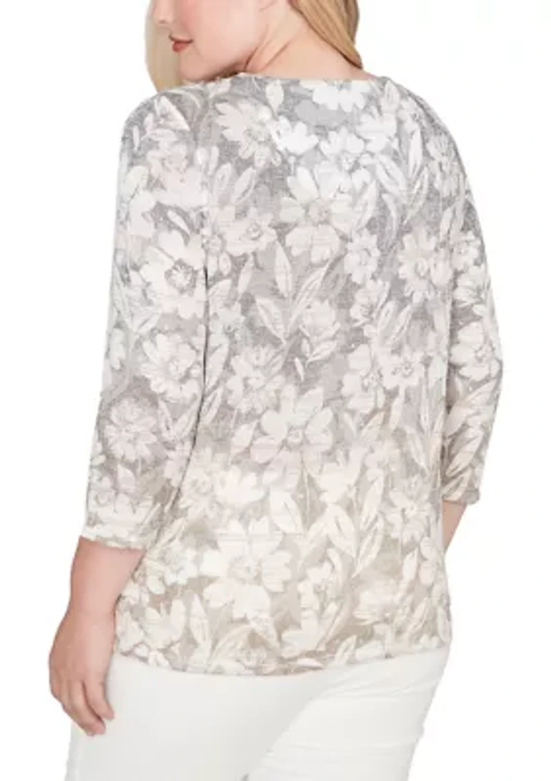 Petite Vienna Texture Floral Ombre Top