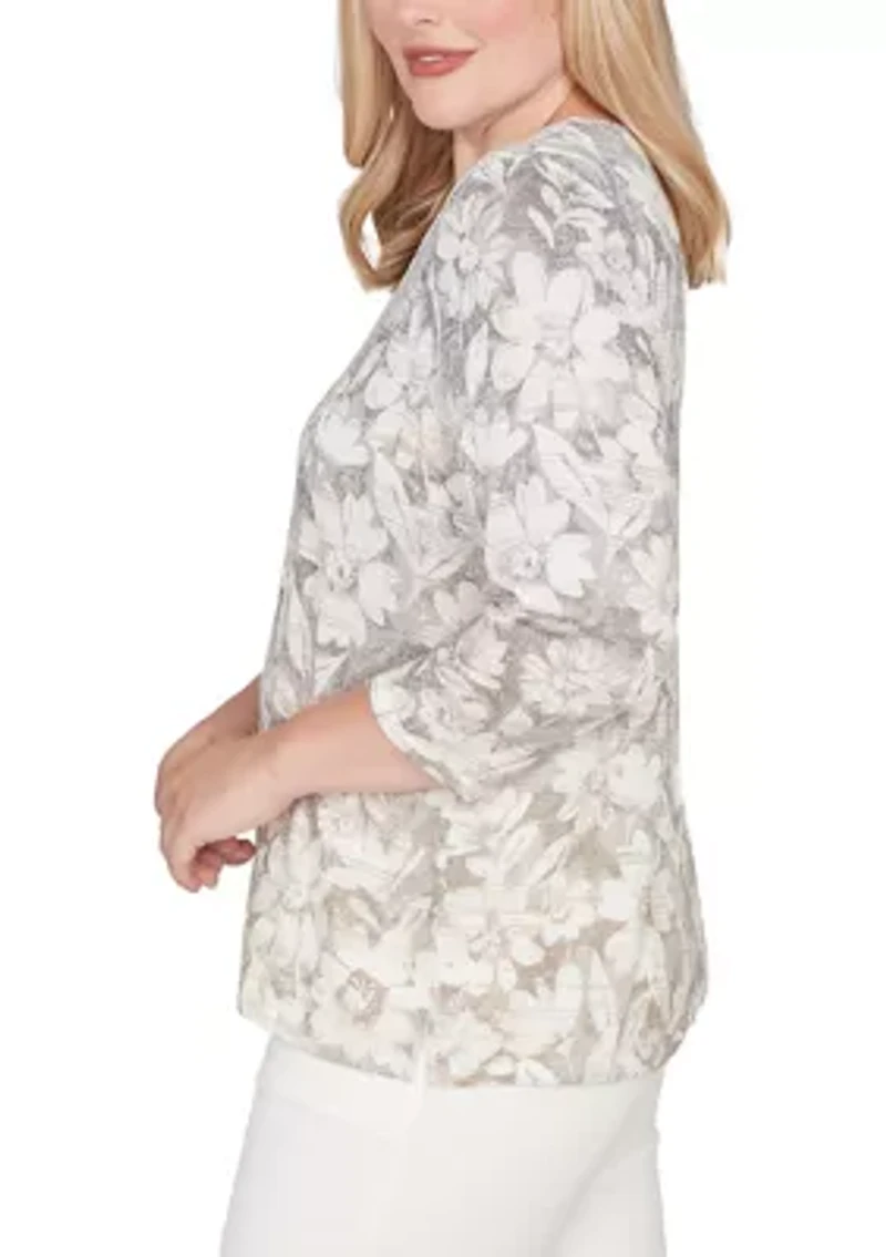 Petite Vienna Texture Floral Ombre Top