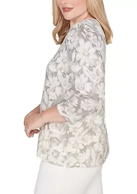 Petite Vienna Texture Floral Ombre Top