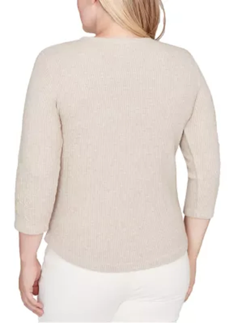 Petite Vienna Asymmetric Floral Soutache Top