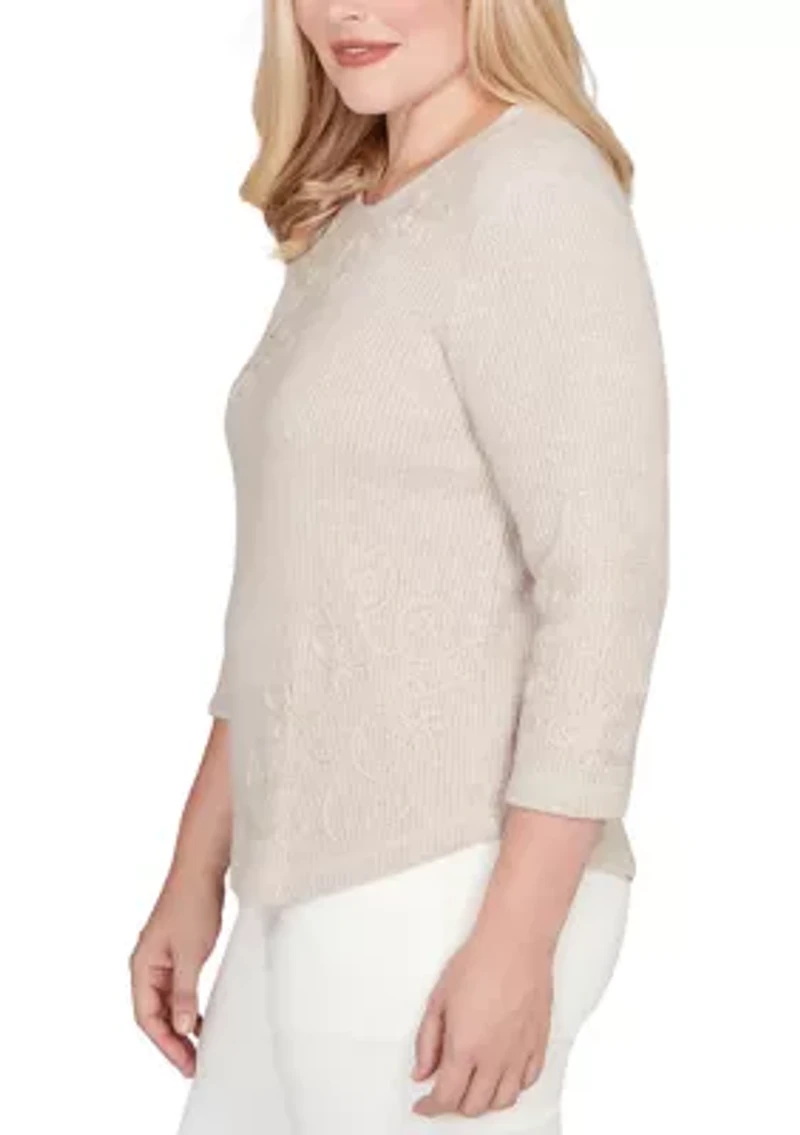 Petite Vienna Asymmetric Floral Soutache Top