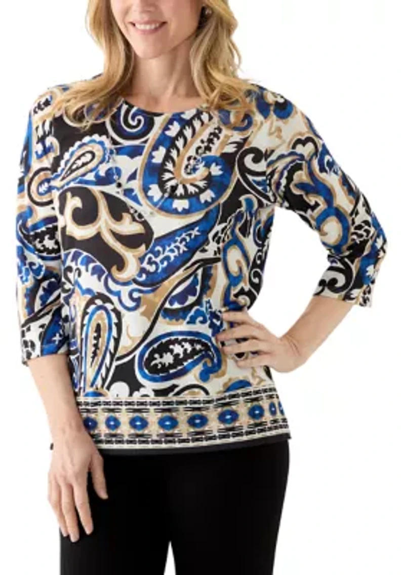 Women's Paisley Border Top