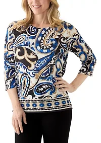 Women's Paisley Border Top
