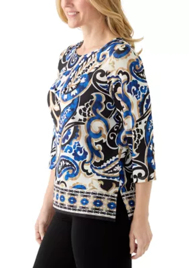 Women's Paisley Border Top