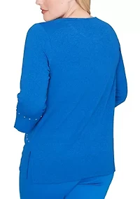 Women's Barcelona Solid Floral Jacquard Texture Top