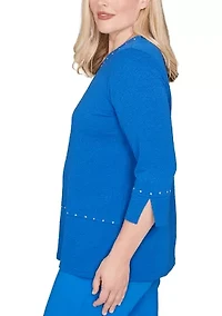 Women's Barcelona Solid Floral Jacquard Texture Top