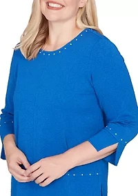 Women's Barcelona Solid Floral Jacquard Texture Top