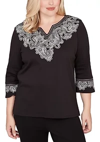 Women's Barcelona Scroll Yoke Top