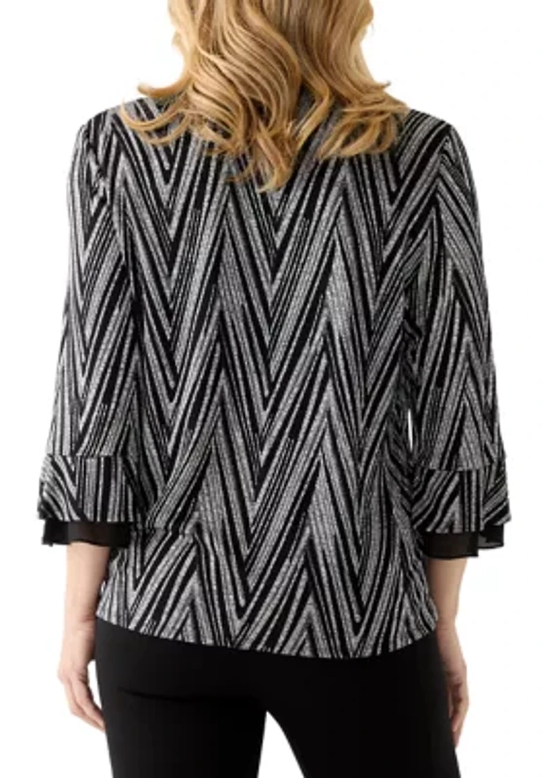 Women's Metallic Chevron Two One Top