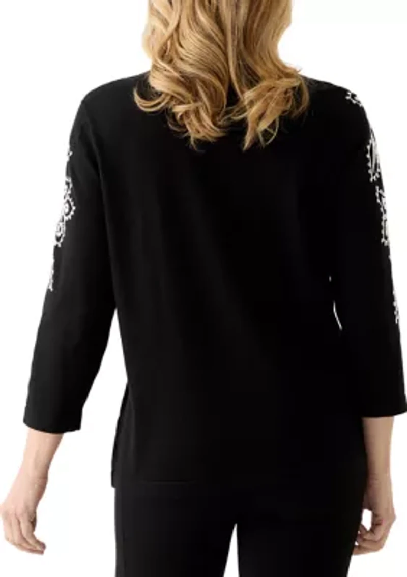 Women's Floral Soutache Two One Sweater