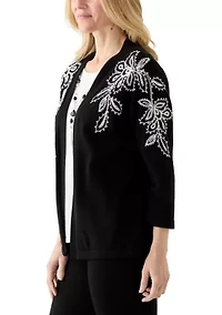 Women's Floral Soutache Two One Sweater