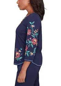 Women's Saratoga Springs Embroidered Sleeves with Necklace