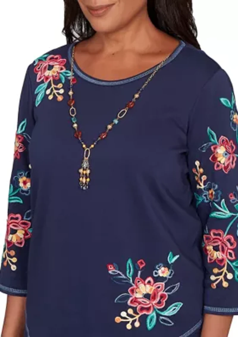 Women's Saratoga Springs Embroidered Sleeves with Necklace