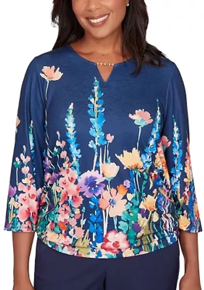 Women's Saratoga Springs Border Floral Top
