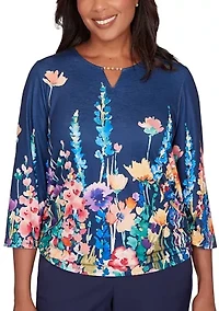 Women's Saratoga Springs Border Floral Top