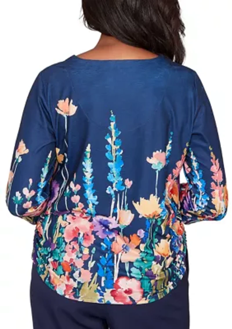 Women's Saratoga Springs Border Floral Top