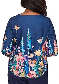 Women's Saratoga Springs Border Floral Top