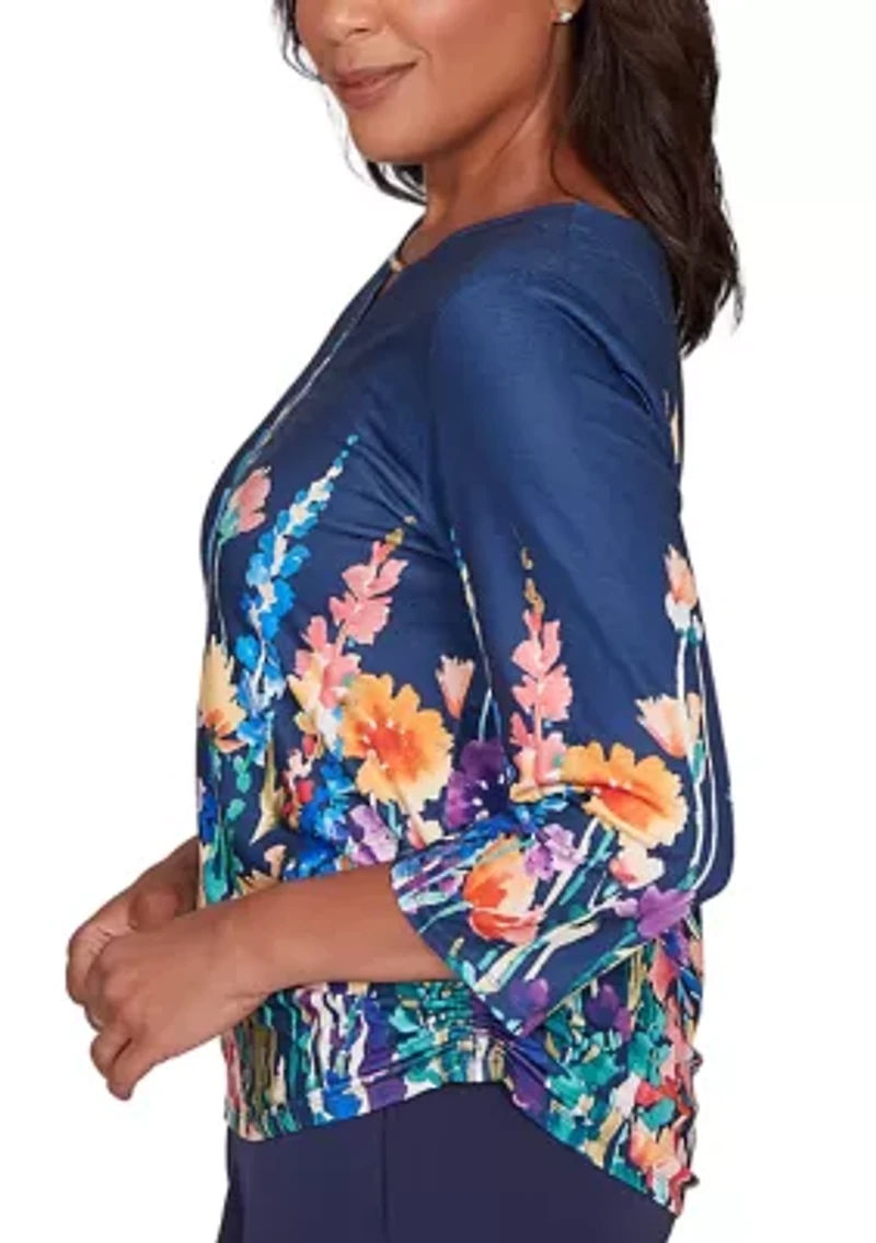 Women's Saratoga Springs Border Floral Top