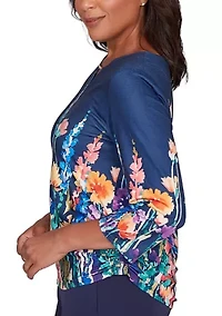 Women's Saratoga Springs Border Floral Top