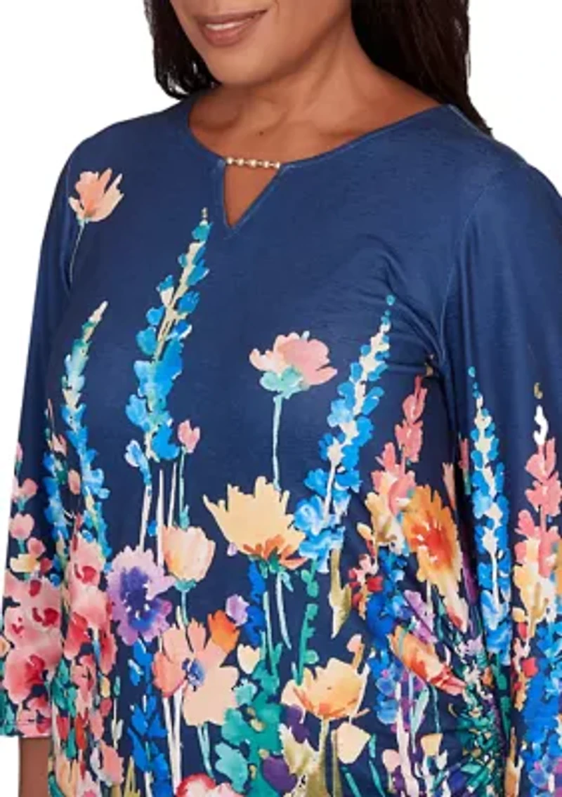 Women's Saratoga Springs Border Floral Top