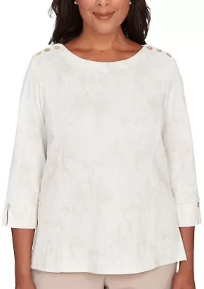 Women's Saratoga Springs Textured Floral Top