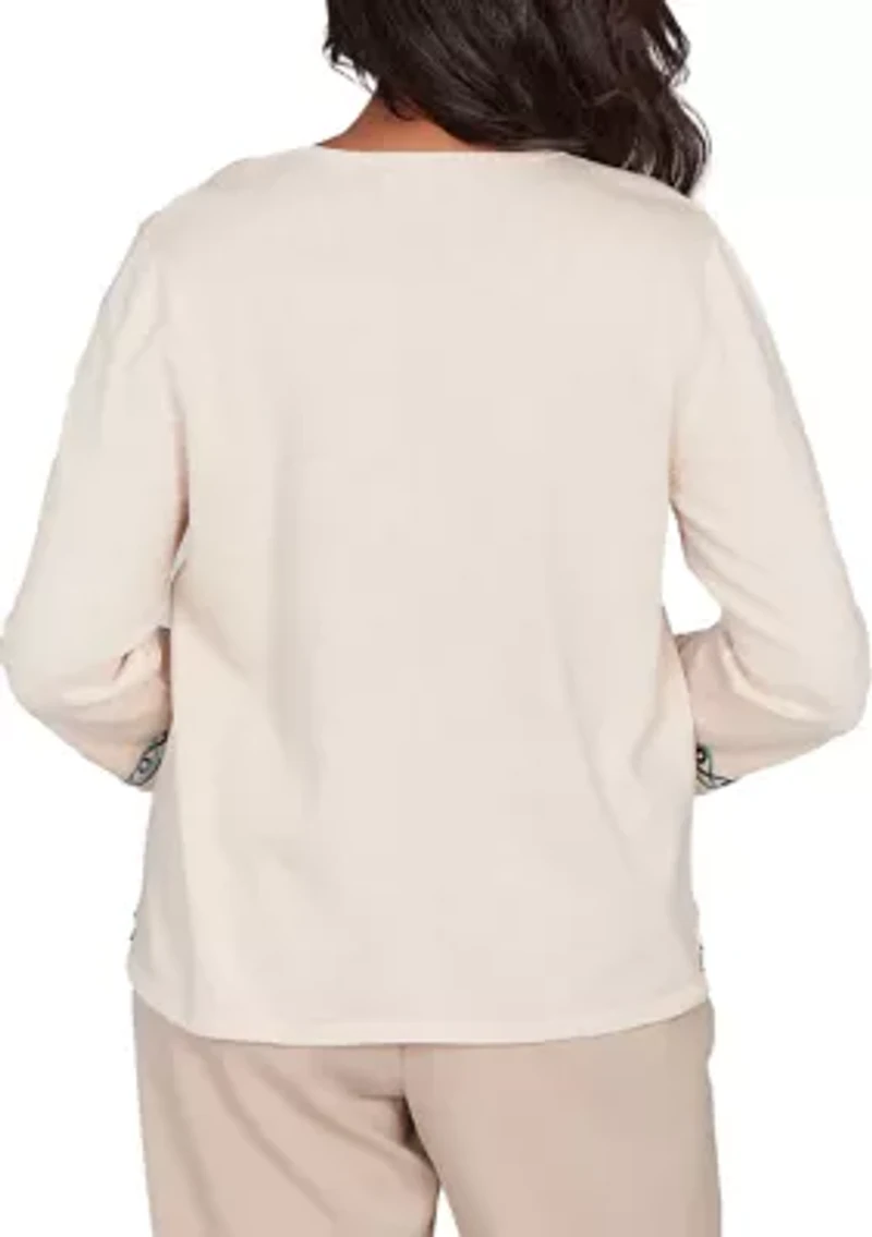 Women's Saratoga Springs Embroidered Flowers Sweater