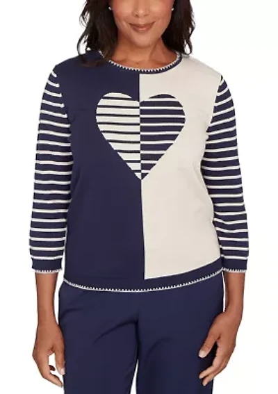 Women's Saratoga Springs Heart Stripes Sweater