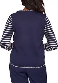 Women's Saratoga Springs Heart Stripes Sweater