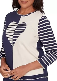 Women's Saratoga Springs Heart Stripes Sweater