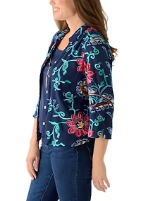 Petite Paisley Floral Button Down Top