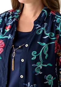 Petite Paisley Floral Button Down Top