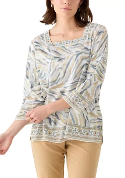 Women's CJ Skin Floral Border Blouse