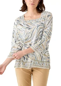 Women's CJ Skin Floral Border Blouse