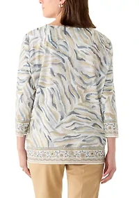 Women's CJ Skin Floral Border Blouse