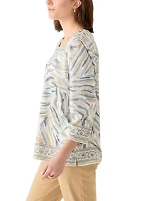 Women's CJ Skin Floral Border Blouse